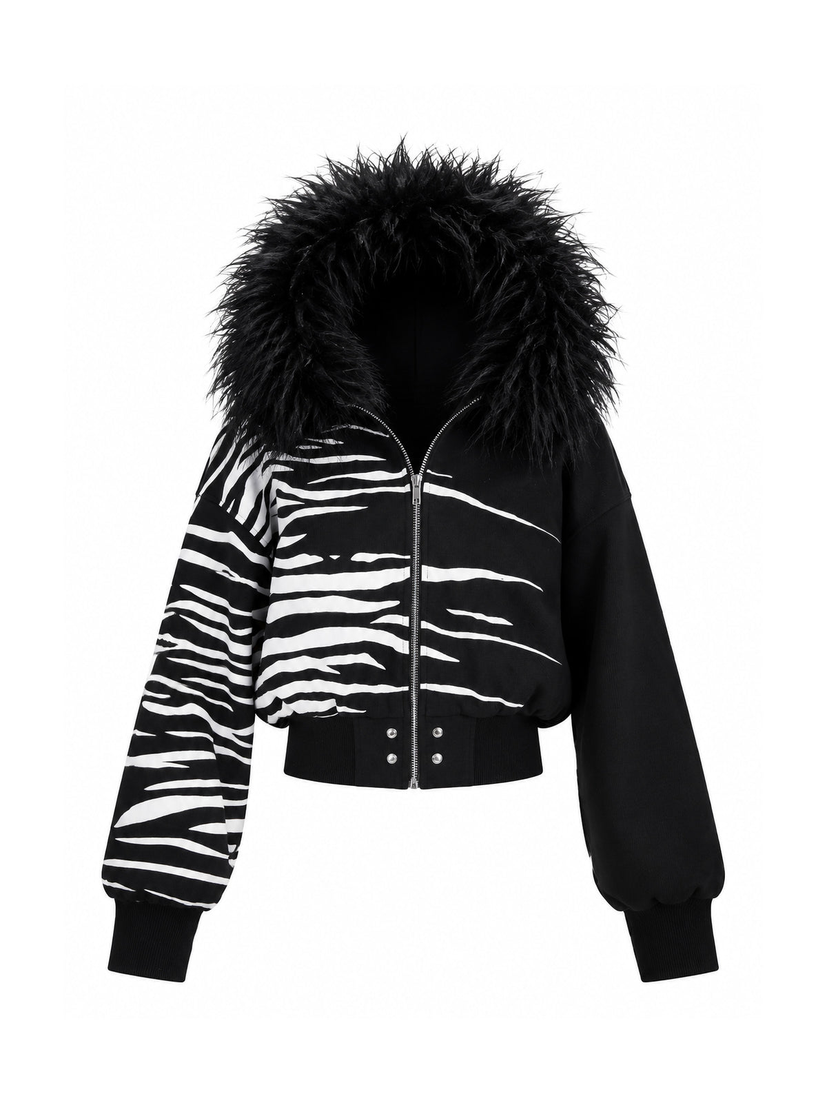SEXXDEVIL Zebra-Print Fleece-Lined Hoodie