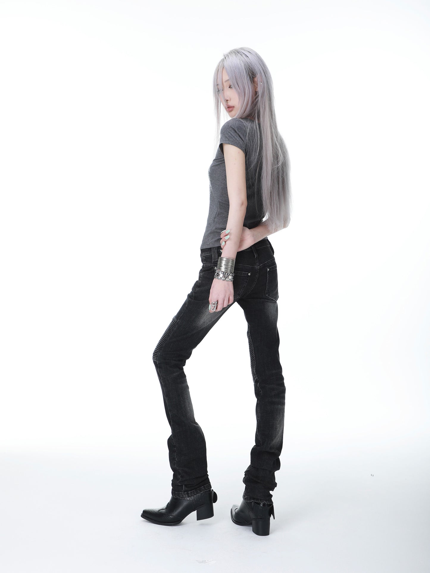 SEXXDEVIL Moto Washed Straight Jeans