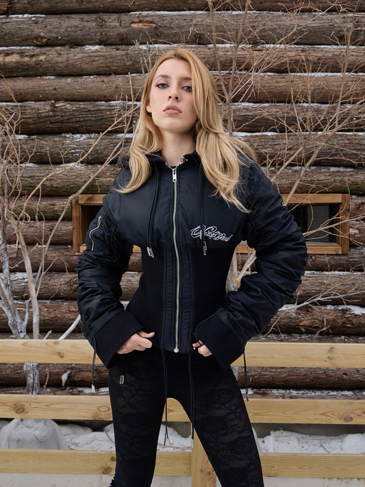 SEXXDEVIL Rib-Knit Waisted Bomber Jacket