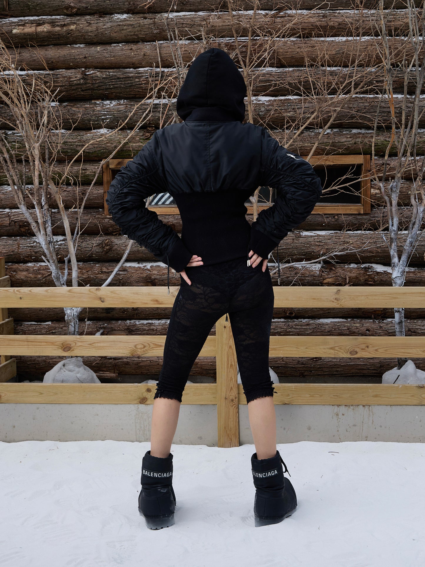 SEXXDEVIL Rib-Knit Waisted Bomber Jacket