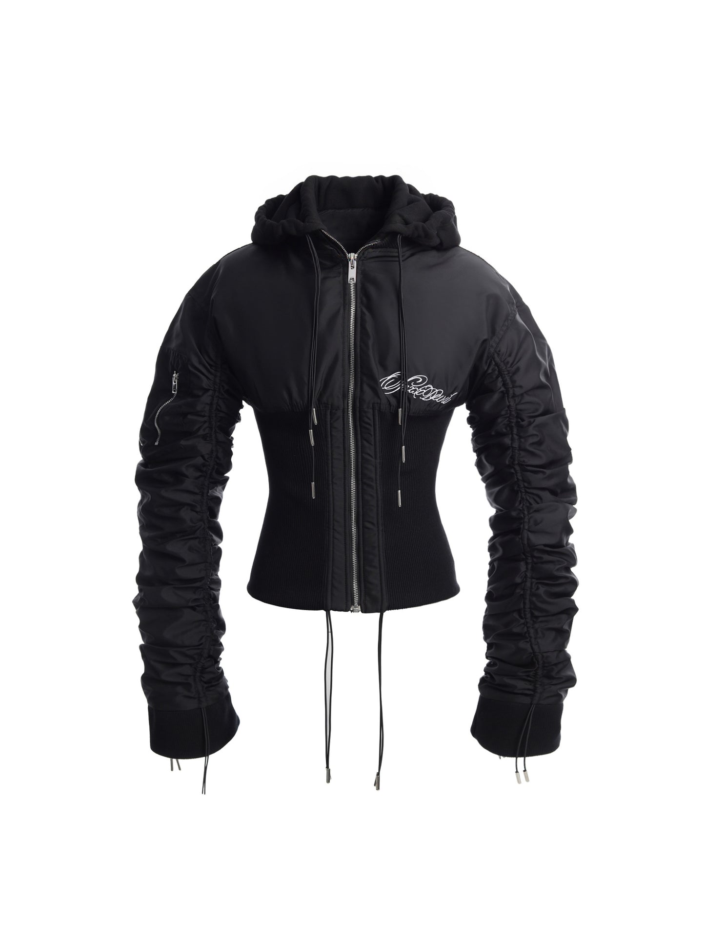 SEXXDEVIL Rib-Knit Waisted Bomber Jacket