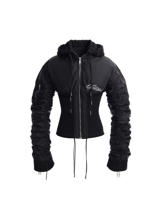 SEXXDEVIL Rib-Knit Waisted Bomber Jacket