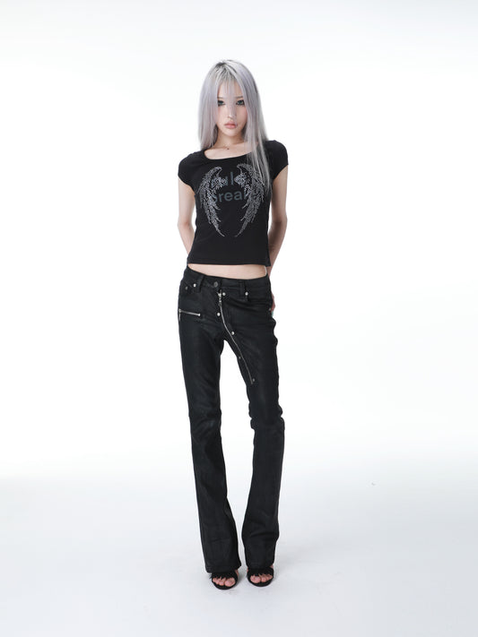 SEXXDEVIL Waxed Zip Skinny Denim