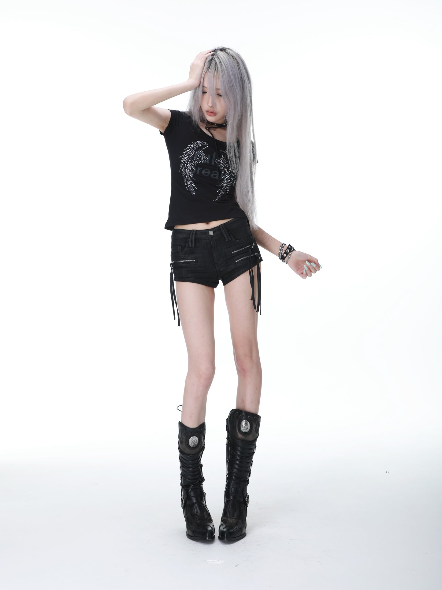 SEXXDEVIL Waxed Zip Micro Shorts