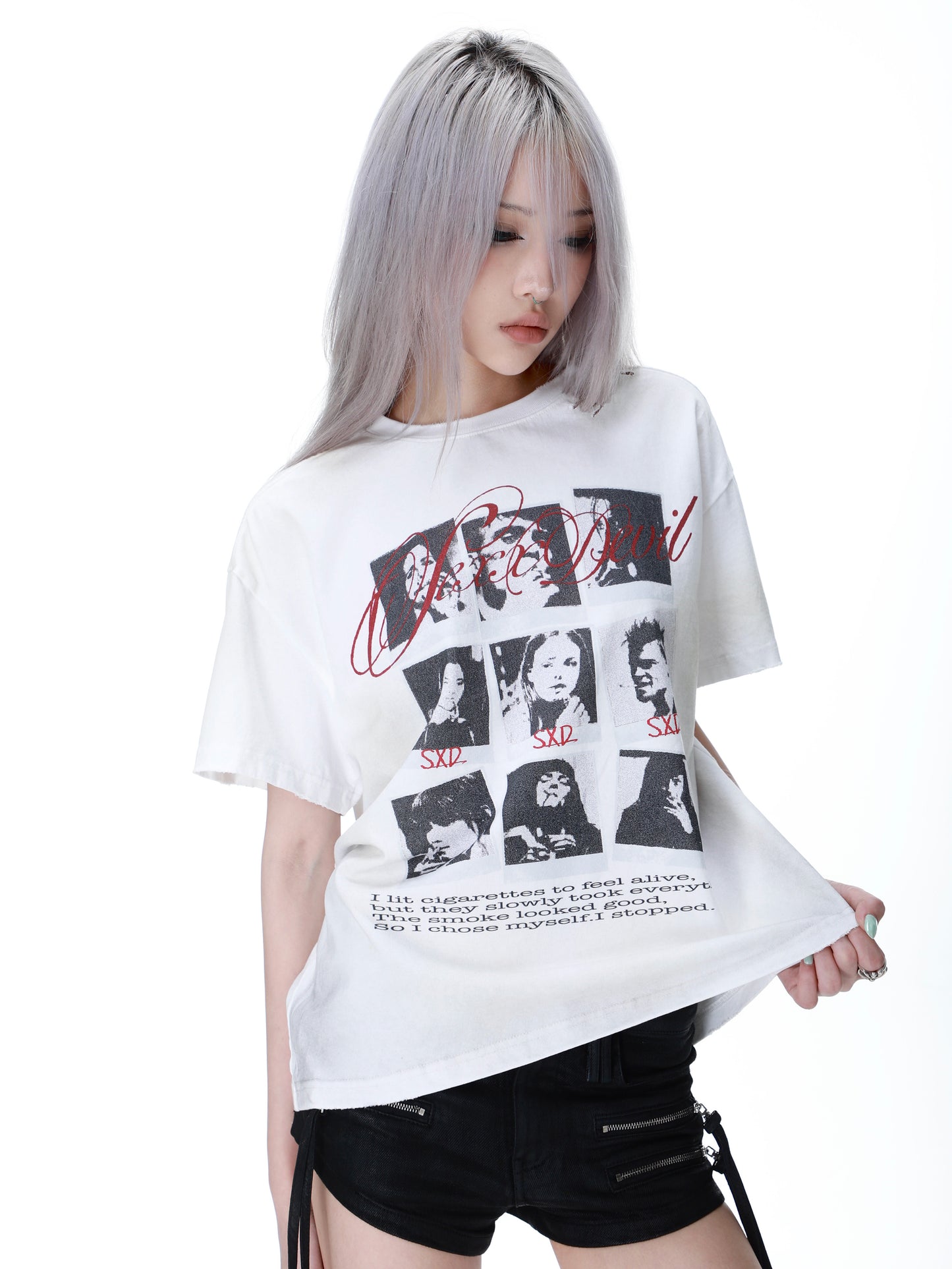 SEXXDEVIL Portrait Grid Distressed Tee
