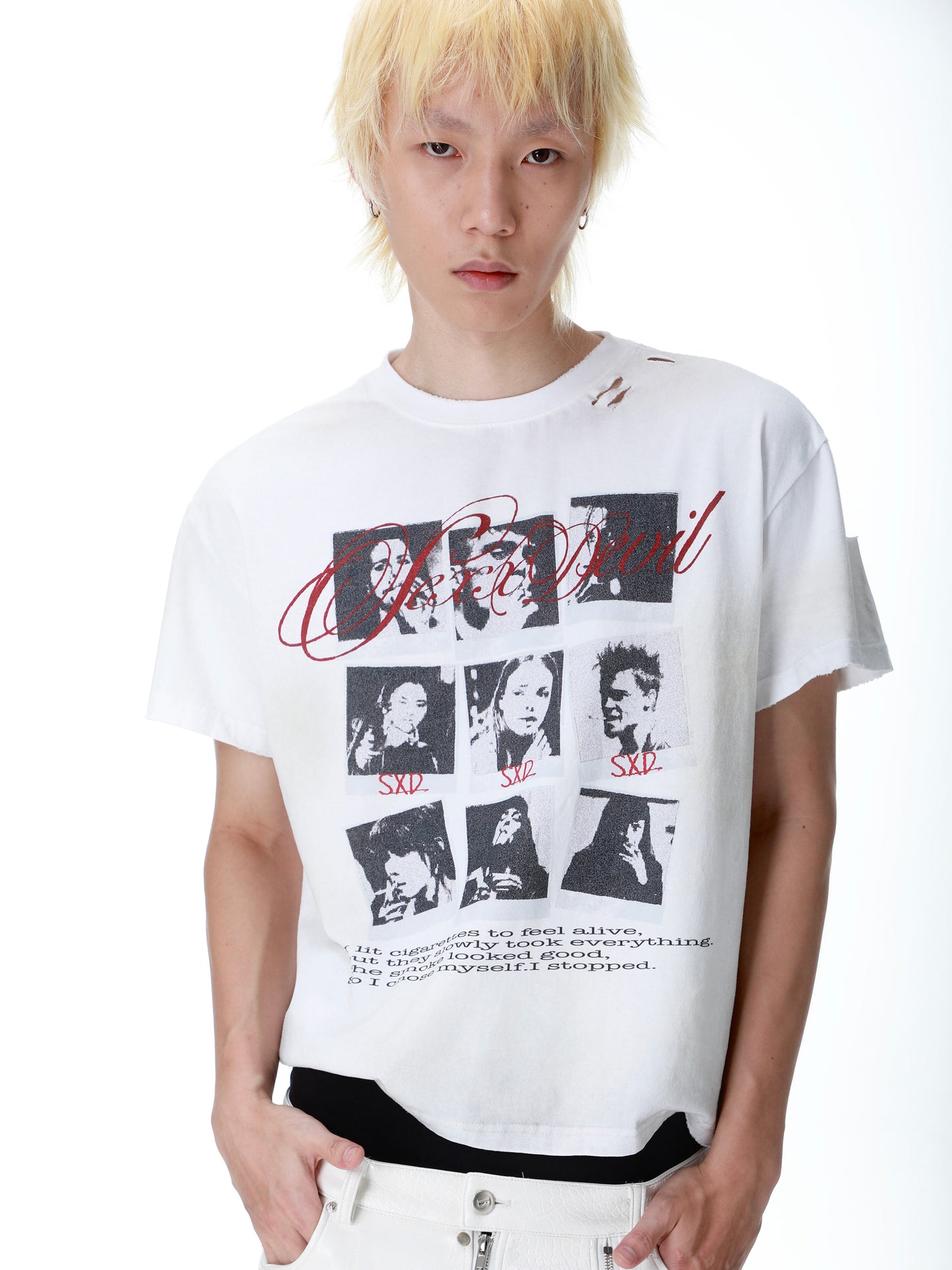 SEXXDEVIL Portrait Grid Distressed Tee