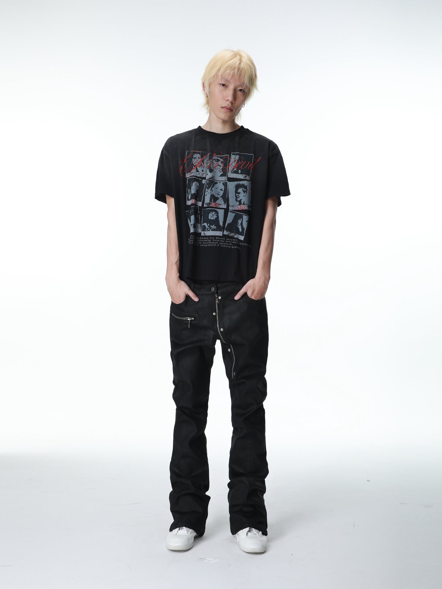 SEXXDEVIL Waxed Zip Skinny Denim