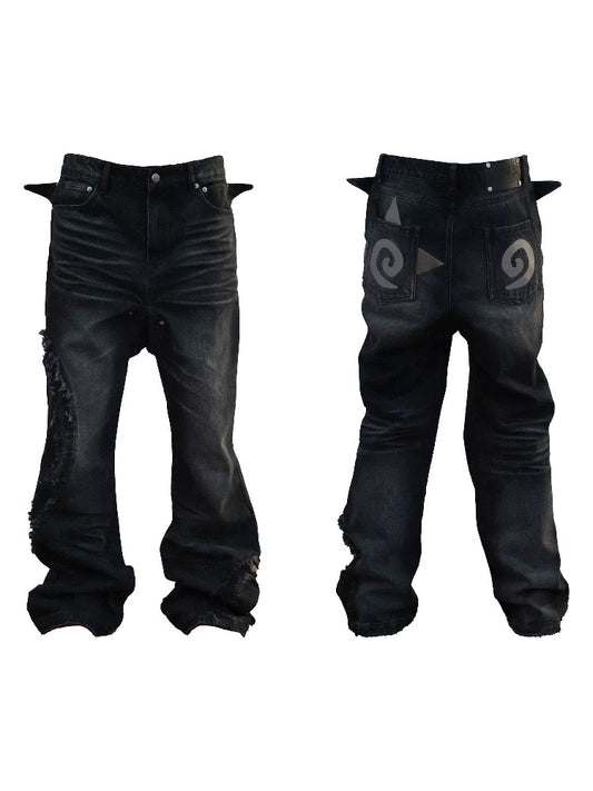 SEXXDEVIL Washed Terry Loose Bootcut Jeans
