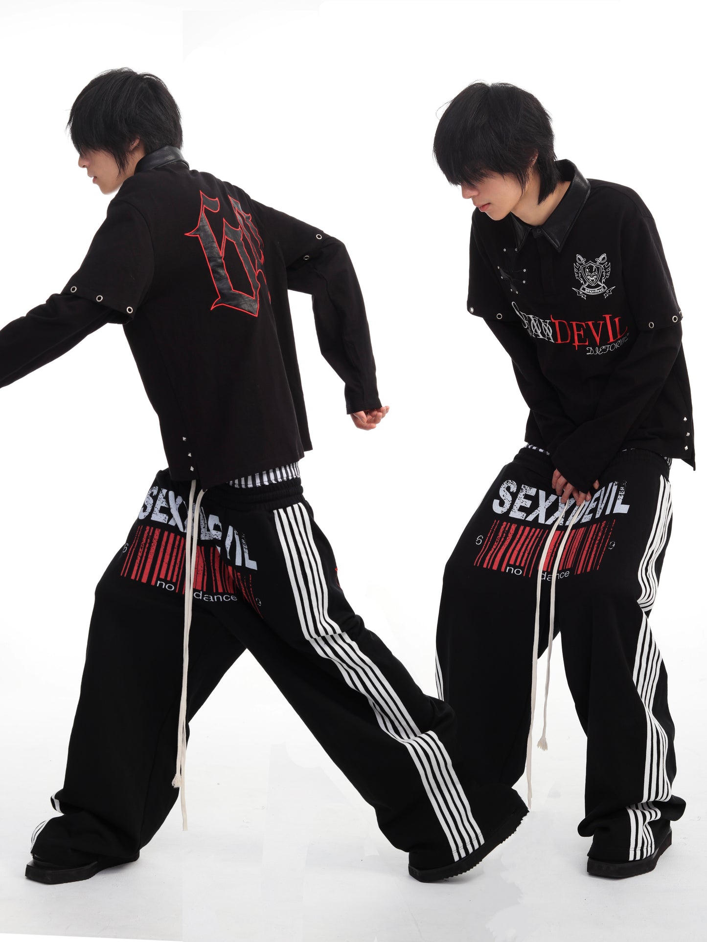 SEXXDEVIL Dual-Waist Striped Sweatpants