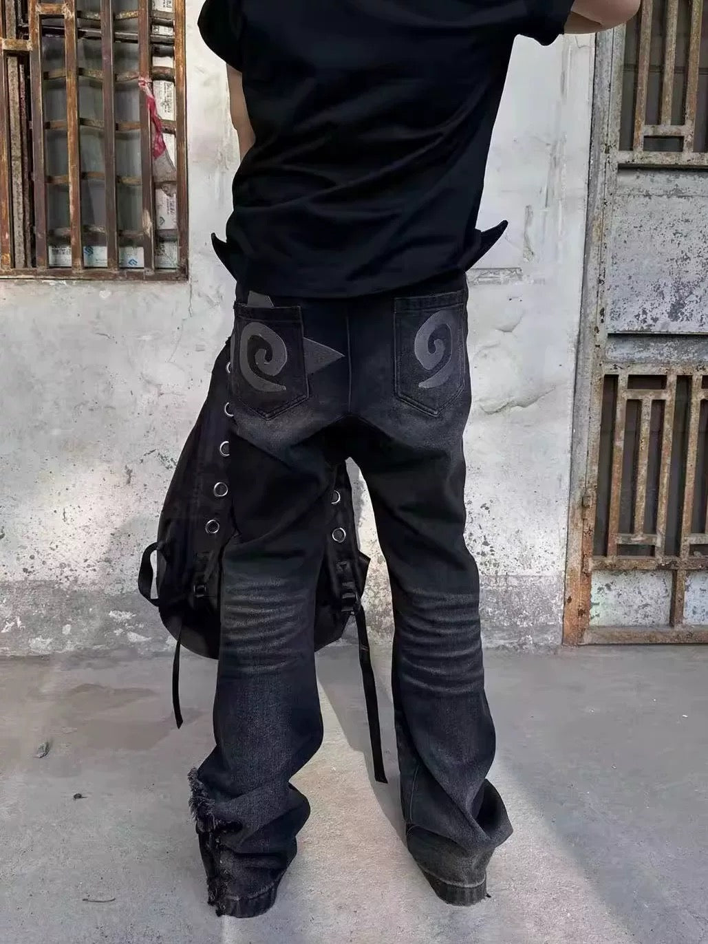 SEXXDEVIL Washed Terry Loose Bootcut Jeans