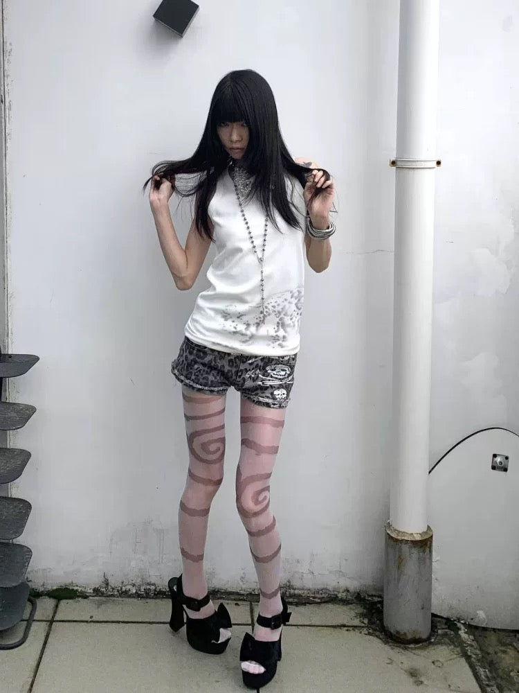 SEXXDEVIL Infinity Circle Print Pantyhose
