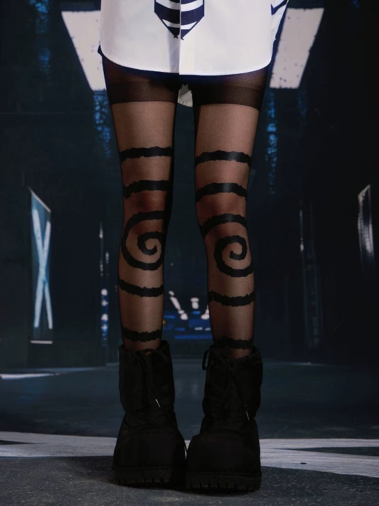 SEXXDEVIL Infinity Circle Print Pantyhose