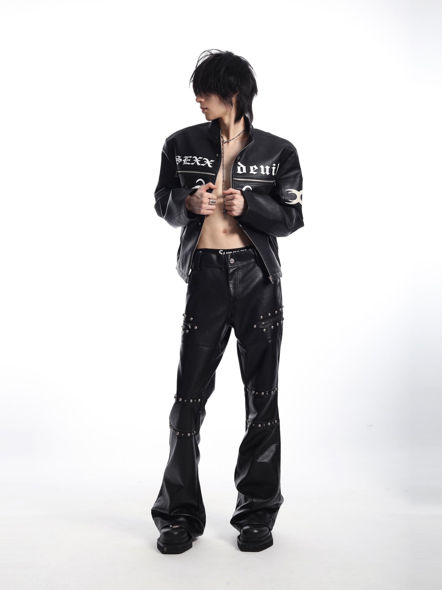 SEXXDEVIL Faux Leather Drift Trousers