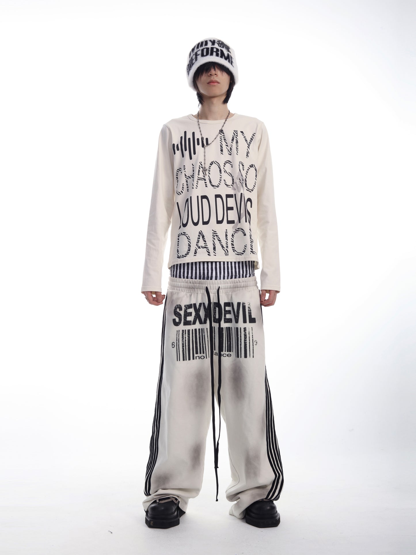 SEXXDEVIL Dual-Waist Striped Sweatpants