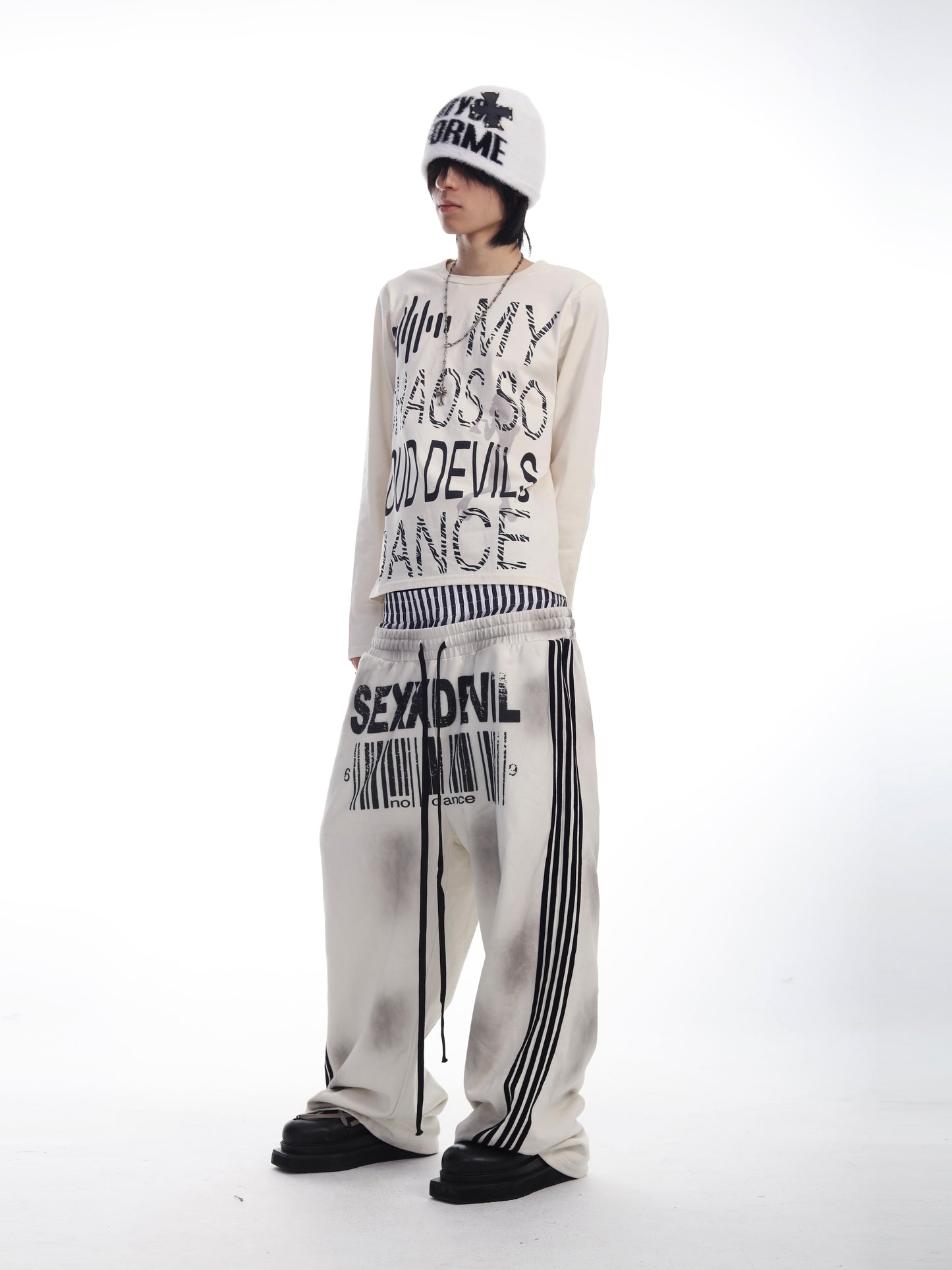 SEXXDEVIL Dual-Waist Striped Sweatpants