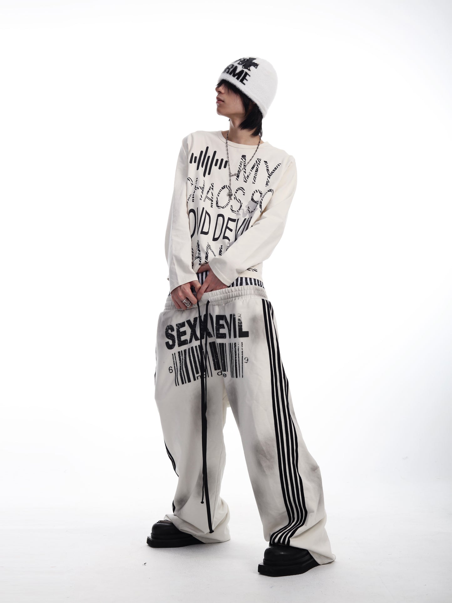 SEXXDEVIL Dual-Waist Striped Sweatpants
