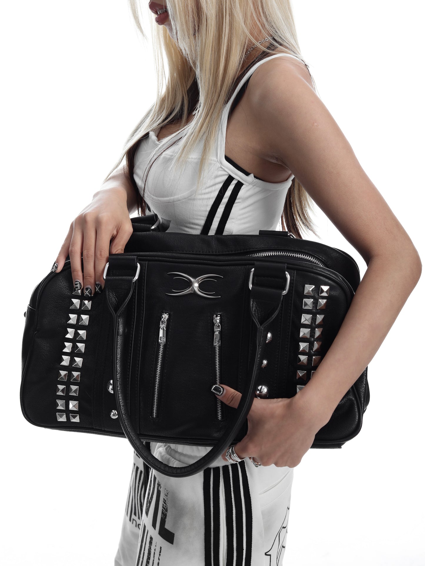 SEXXDEVIL Studded Leather Handbag